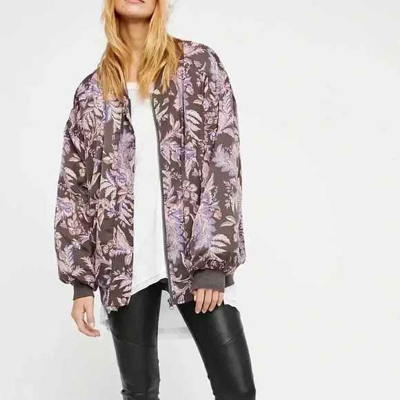 New Free People Bomber Jacket Coat Sz L - Picture 3 of 12